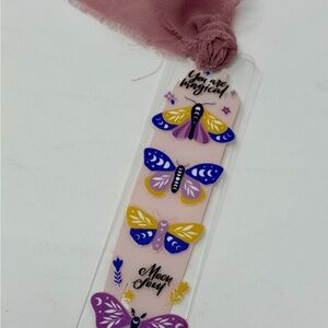Acrylic Butterfly/Moon Bookmark with UV DTF Vinyl & a Fabric Tassel Handmade
